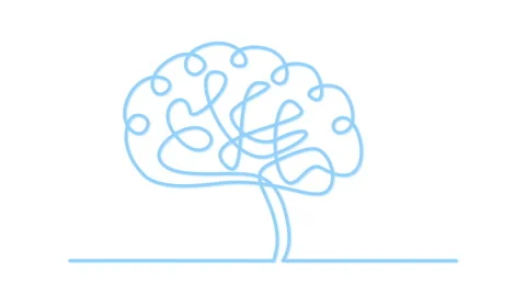Human brain illustration self drawing animation. Line art. Luma matte, alpha cha Stock Footage 235966559