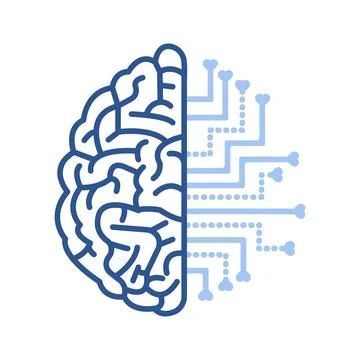 Human brain integrated with a circuit board Stock Illustration