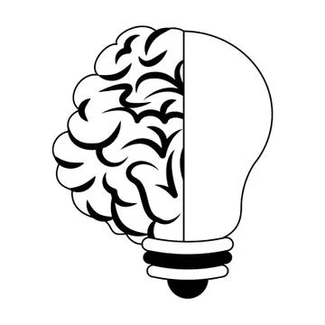 Human brain intelligence and creativity cartoons in black and white Stock Illustration