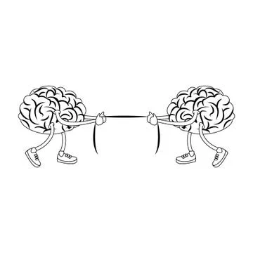 Human brain intelligence and creativity cartoons in black and white イラスト素材
