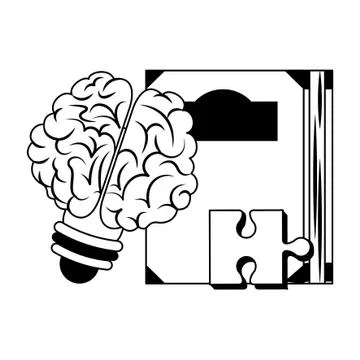 Human brain intelligence and creativity cartoons in black and white イラスト素材