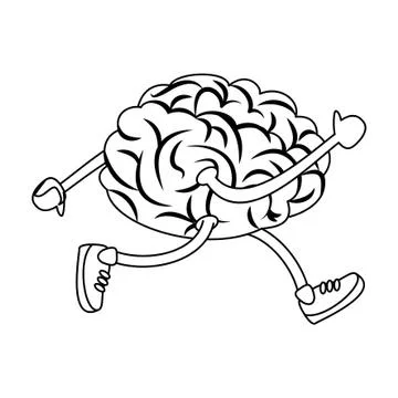 Human brain intelligence and creativity cartoons in black and white イラスト素材