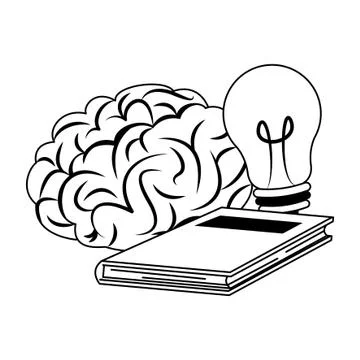 Human brain intelligence and creativity cartoons in black and white イラスト素材