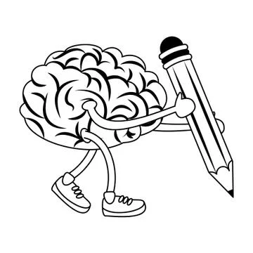 Human brain intelligence and creativity cartoons in black and white イラスト素材
