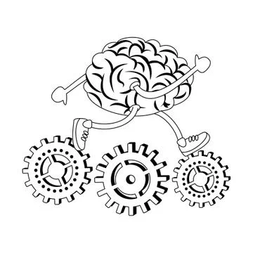Human brain intelligence and creativity cartoons in black and white イラスト素材