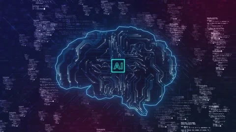 Human brain Intelligent thinking processing neural network printed circuit of bi Stock Footage 311874247