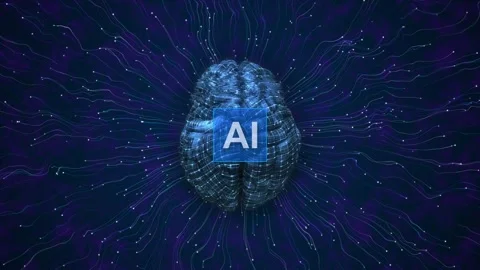 Human brain Intelligent thinking processing neural network printed circuit of bi Stock Footage 311877689