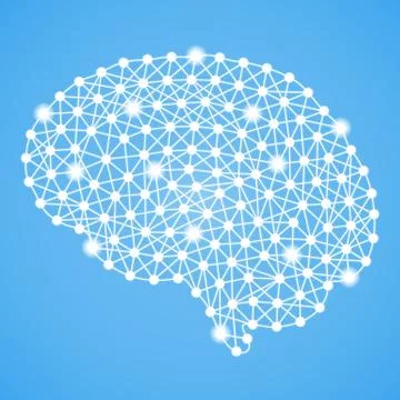 Human Brain Isolated On A Blue Background. Vector Illustration. Illustrazione stock