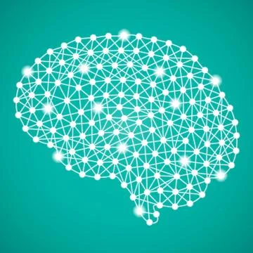Human Brain Isolated On A Green Background. Vector Illustration. Stock Illustration
