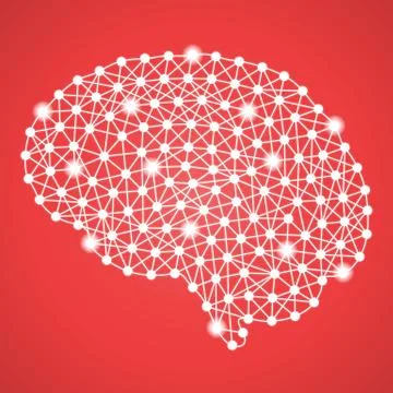 Human Brain Isolated On A Red Background. Vector Illustration. Stock Illustration