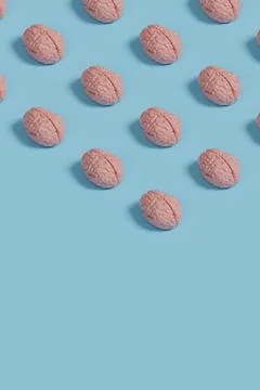Human brain isometric background. 3d illustration. Stock Photos