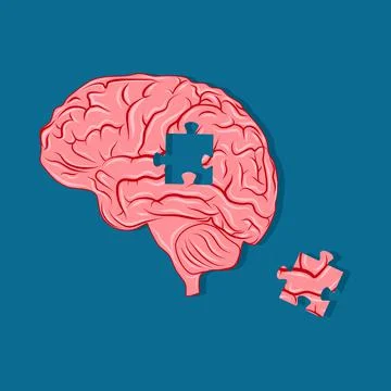 Human brain jigsaw puzzle Creativity for memory loss. mental health concept Illustrazione stock