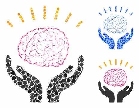 Human brain knowledge Mosaic Icon of Round Dots Illustrazione stock