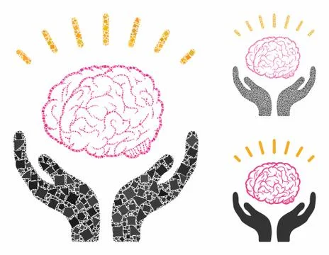 Human brain knowledge Mosaic Icon of Unequal Elements Stock Illustration
