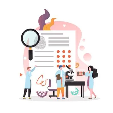 Human brain lab analysis vector concept illustration Stock Illustration