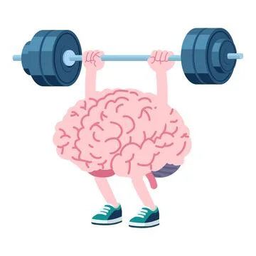 Human brain Lifting Weights over head Ilustração Stock