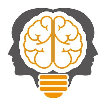 Human Brain Light Bulb Creative Mind Idea Logo Stock Illustration