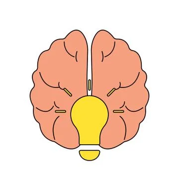 Human brain in lightbulb idea concept flat icon isolated on white background Stock Illustration