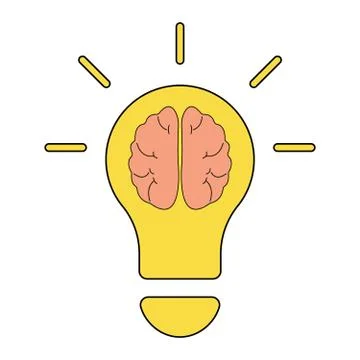 Human brain in lightbulb idea Stock-Illustration