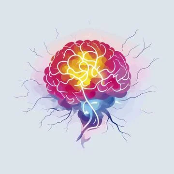 Human brain with lightning, psychological pressure and stress Stock Illustration
