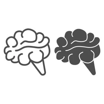 Human brain line and solid icon, Anatomy and science concept, mind or Stockillustratie