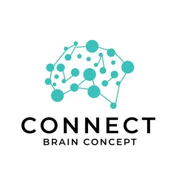 Human brain line with Connected Dots As Network Logo Vector, template,network Stock Illustration
