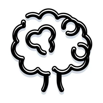 Human brain line drawing concept illustration Stock Illustration
