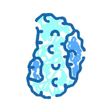 Human brain line drawing doodle icon illustration Stock Illustration