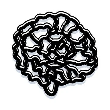 Human brain line drawing illustration concept Stock Illustration