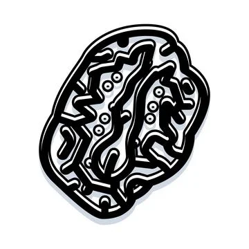 Human brain line drawing for mind and science Stock Illustration