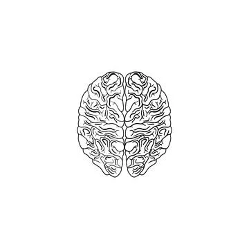 Human brain line icon drawing Stock Illustration