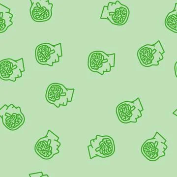 Human brain line vector seamless pattern Stock Illustration