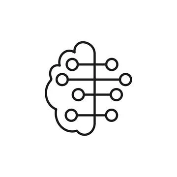 Human brain linear technology vector logo Illustrazione stock