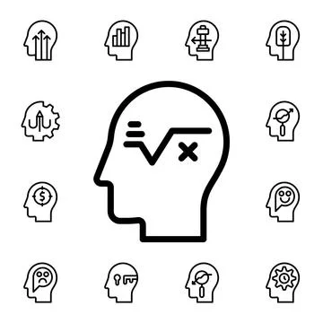 Human, brain, logical, thinking flat vector icon in mind process pack 스톡 일러스트