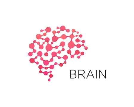Human brain logo. Neural network, memory atlas, minimal design vector logo. Stock Illustration
