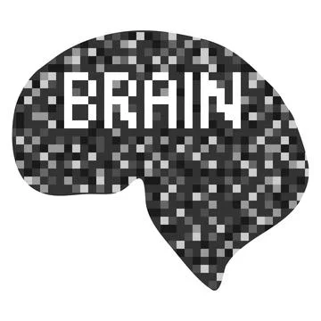The human brain is made up of black pixels, the creative mind. Ilustração Stock