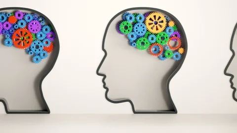 Human brain made of gears. A metaphor of mental illness, neurology problems. Stock Footage 100610657