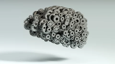 Human brain made of gears. A metaphor of mental illness, neurology problems. Stock Footage 100610968