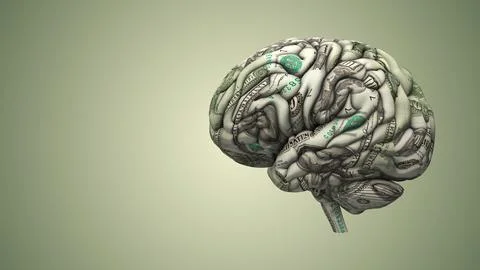 Human brain made out of dollar bills イラスト素材