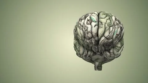 Human brain made out of dollar bills 库存插图