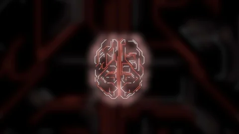 Human brain malfunction over firery dangerous background. Stock Footage 125971703