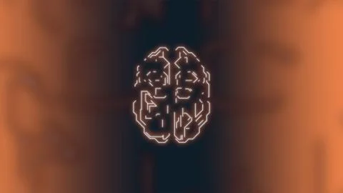 Human brain malfunction over firery dangerous background. イラスト素材