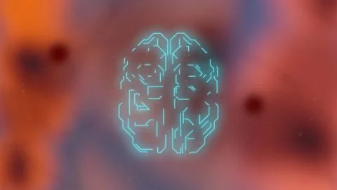 Human brain malfunction over firery dangerous background. Stock Illustration