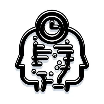 Human brain managing thoughts and time concept Illustrazione stock