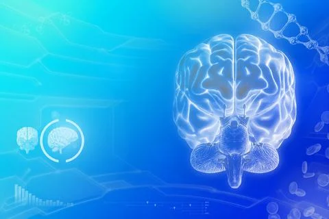 Human brain, mental study concept - electronic background 스톡 일러스트