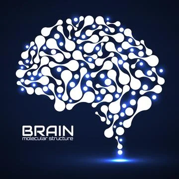 Human brain of molecular structure, idea for your design, vector illustration Stock Illustration
