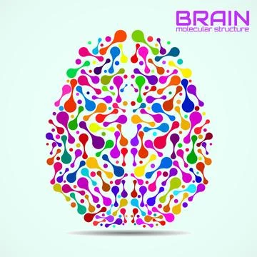 Human brain of molecular structure, idea for your design, vector illustration Stock Illustration
