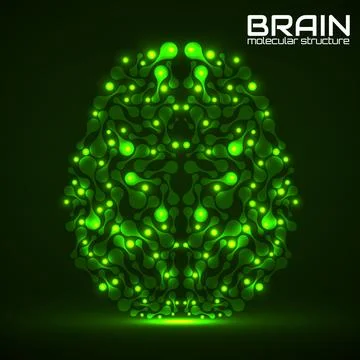 Human brain of molecular structure, idea for your design, vector illustration Stock Illustration