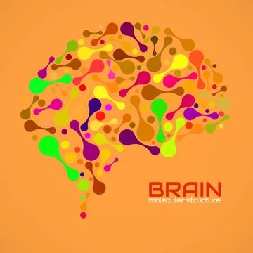 Human brain of molecular structure, idea for your design, vector illustration Stock Illustration