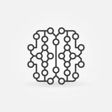 Human Brain Neural Connections vector thin line concept icon 스톡 일러스트